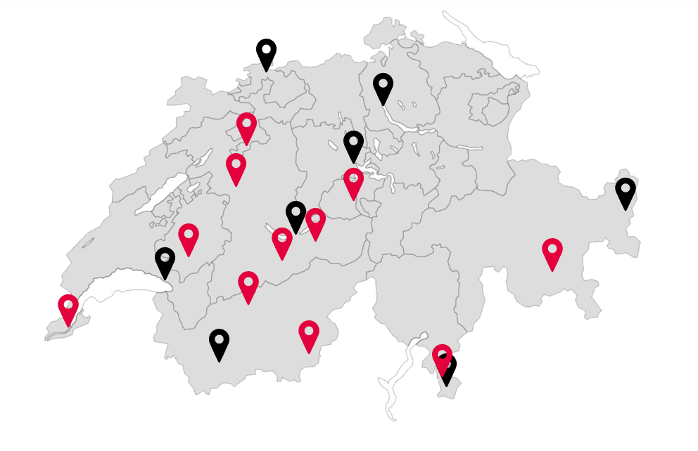 Karte der teilnehmenden Destinationen